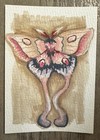 ACEO Pink Grey Moth Bug Butterfly Original Azrael Fitzpatrick — photo 1