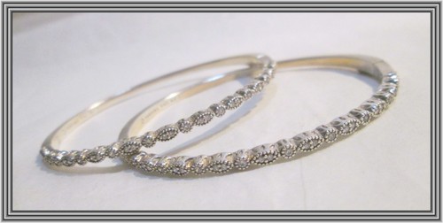 PANDORA 1990s Sterling - PAIR - JEWELED & HINGED BANGLE BRACELETS - ALE 925 NR - Bild 4 von 6