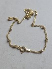 Italy 2.5gr. 9.75" Long Gold Colored Danecraft Sterling Silver Beaded Anklet 925