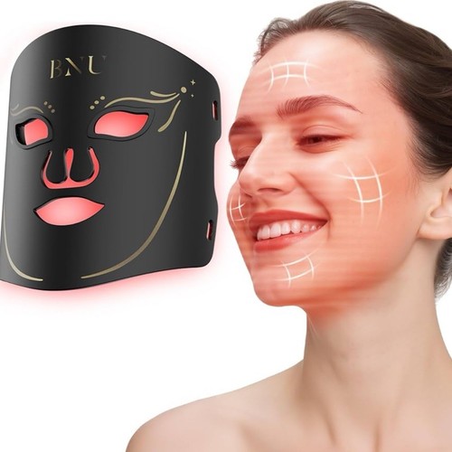 BNU Rotlichttherapie für Gesicht, 7 Modi Tragbare LED Gesichtsmaske Lichttherapie