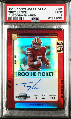 Trey Lance 2021 Panini Contenders Optic Rookie Ticket /99 RC Auto PSA 9