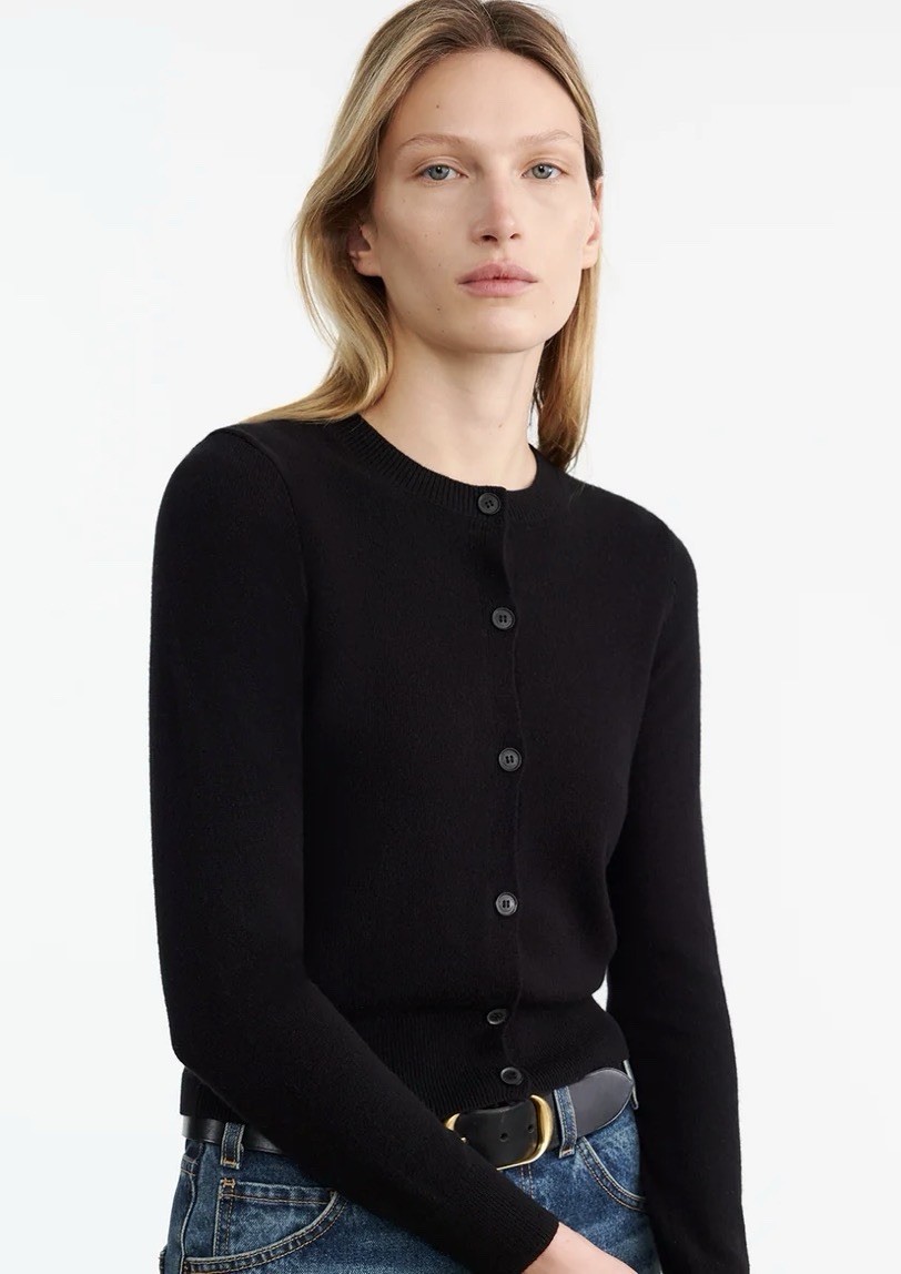$670 Nili Lotan Cashmere Cardigan Sweater Size Small Black