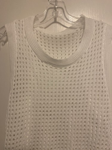 Unbranded Men's Open Weave Sweater Knit Tank Top / Vest White Medium NWOT - Picture 2 of 6