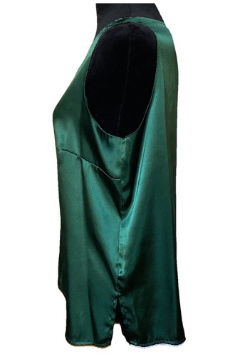 Basic Editions Vtg Green Silk Tank Top Blouse Women's LRG Scoop Neck Holiday 90s - Picture 4 of 21