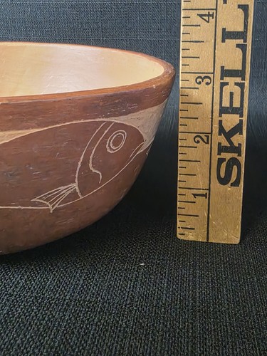 Nicolas Fabian Keramik Schüssel Scraffito Fisch Wellen Mexiko 7"×3" - Bild 10 von 10