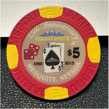 NICE $5 VIRGIN RIVER CASINO CHIP POKER CHIP MESQUITE NEVADA GAMBLING TOKEN