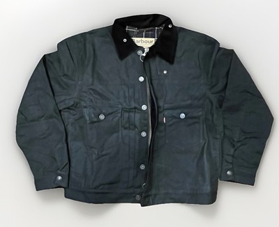 Levi's® X Barbour Type II 2 Waxed Trucker Jacket Size Medium Olive
