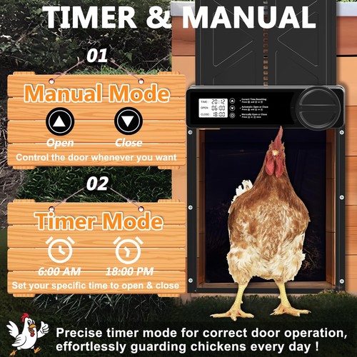 INNOLAND Automatic Chicken Coop Door - Large with Manual & Timer Mode, Automa... - Picture 3 of 6