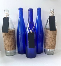 Set of 5 Decorative 12" Glass Bottles