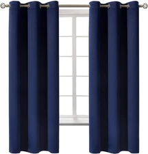 Blackout Curtains for Bedroom 63 Inches Long - Navy Blue Room Darkening Thermal 