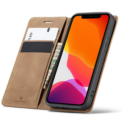 Spacecase Wallet Case Für Iphone 12 Mini Case Hellbraun Ledercover