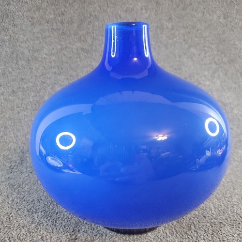 Vintage 60er Jahre plus Norwegen Kunstglas blaue Vase entworfen von Richard Duborgh - Bild 4 von 24