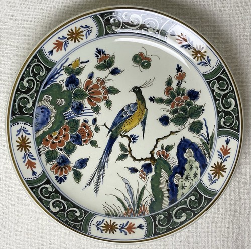Delft De Porceleyne Fles Plato Policromado Pájaro Flores Dm24cm H3,5cm Nº 1801 - Imagen 1 de 2