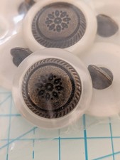 6 Vintage Resin Buttons W/ Brass Metal Insert