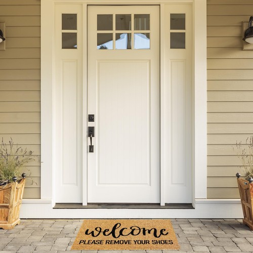 Welcome Natural Coir Doormat Please Remove Your Shoes Floor Mat Non-Slip Entr... - Picture 7 of 7
