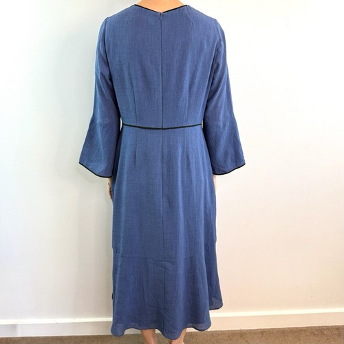 Cefinn Size 14 Aus (10 US) Cornflower Blue Clara Voile Midi Dress UK Designer - Picture 10 of 24