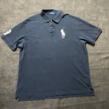 Polo Ralph Lauren Rugby Polo Shirt Men 2XLT Black Big Pony 3 Short Sleeve Preppy