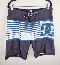 DC Board Shorts Mens W32 Grey Blue Surf Swim Skate Beach Y2K Drawstring