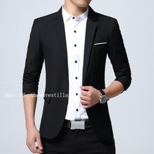 Men's Blazer Spring Fall Business Casual Gentleman Suit Jacket Slim Size S-9XL L
