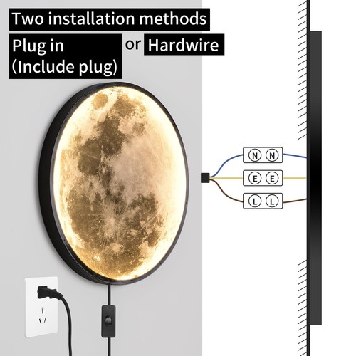 QIYIMEILUX 31.5 inch Large Moon Wall Sconce Plug in Dimmable Modern LED Wall ... - Picture 3 of 6