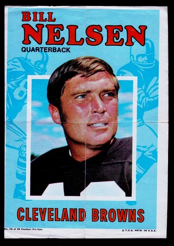 1968 Topps Football Poster Pin-Up  #16 - Bill Nelson - Cleveland Browns - Picture 1 of 2