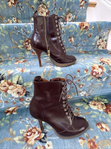 Dr Martens Zita Kimora Damen 7 Burgunder Leder Stilettos Heels Schnürschuhe RAR - Bild 3 von 13