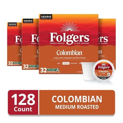 128 K-CUP PODS FOLGERS COFFEE COLOMBIAN KEURIG HURRY B4 SOLDOUT FAST SELLER