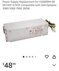 H260EBM-00 Power Supply 260W For Dell Optiplex 5080 7080 5090 7090 H7X3F 0H7X3F