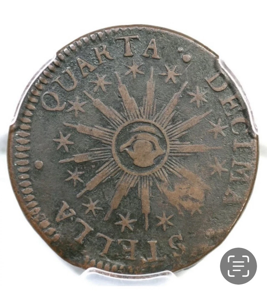 Dulce moneda de cobre colonial de Vermont 1786 "VERMONTENSIUM" PCGS VF30 Foto 3 de 4