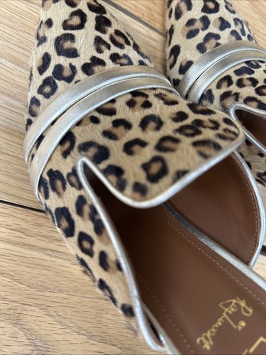 Malone Souliers Brown Leopard Print Calf Hair Hayley Mules Size 38 - Picture 12 of 13