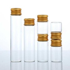 Bulk Buy 5ml - 200ml Empty Clear Glass Bottles Jars With Aluminum Gold Caps AP