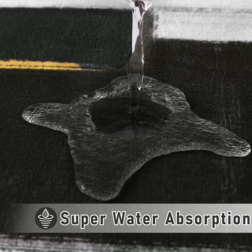 Schwarz Memory Foam Badezimmerteppich Sets 5 Stück, Saugfähig Rutschfest Badematte mit... - Bild 5 von 9