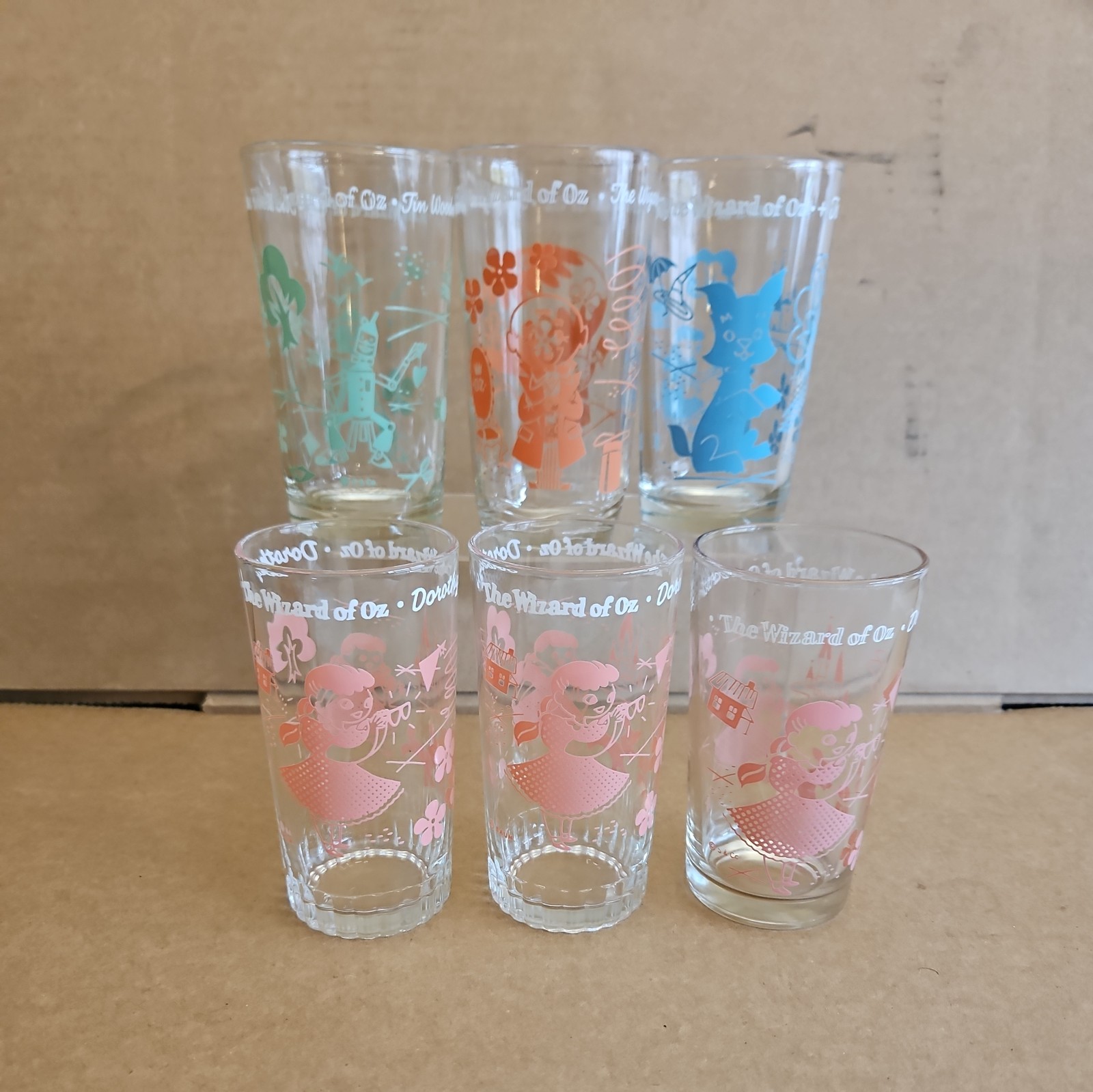 set of 6 - Vintage The Wizard of Oz  Glass Tumbler-S & Co Swift Peanut Butter