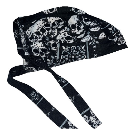 Gorra de trapo negra blanca Calavera Biker Doo Flydanna Durag Headwrap Bandana Warrior nueva - Imagen 1 de 11