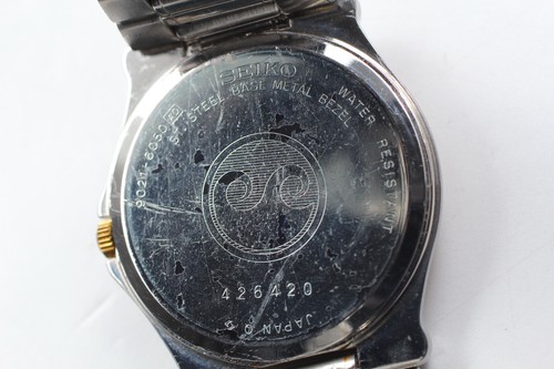 Vintage 1984 N MINT Seiko Chronos 9021-6050 Two-Tone Round Qz Mens Watch JAPAN - Picture 5 of 10