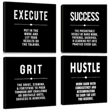 Motivational Grit Success Execute Success Quotes Canvas Wall Art -Inspiration...