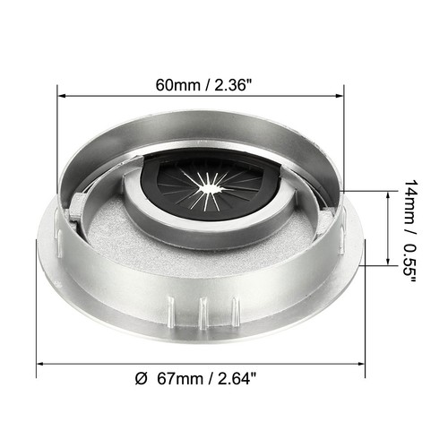 Cable Hole Cover, 2-3/8" Zinc Alloy Desk Grommet, 4 Pcs (Silver Tone) - Afbeelding 2 van 6