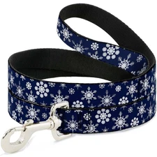Dog Leash Snowflakes Blue/White