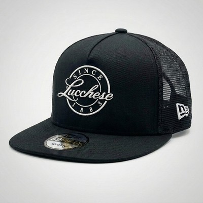 Lucchese Embroidered Trucker Hat Black Mesh Snapback Flat Bill Cap