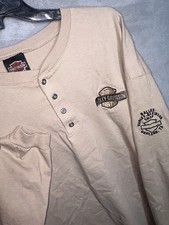 Dallas Harley Davidson Henley Shirt Mens 2XL Ivory Long Sleeve Made In USA