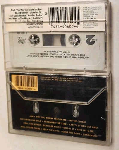 DANGEROUS & BAD Michael Jackson Cassettes Epic Records Pop Rock Audio Tapes - Picture 3 of 3
