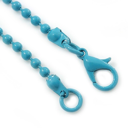 Pale Blue Crystal, Acrylic 'LOL' Pendant With Beaded Chain - 44cm L - Picture 5 of 6