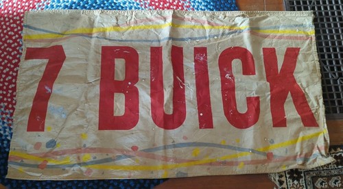 VINTAGE 7 BUICK AUTO CAR CANVAS BANNER SIGN 57" X 33"  - Picture 1 of 11