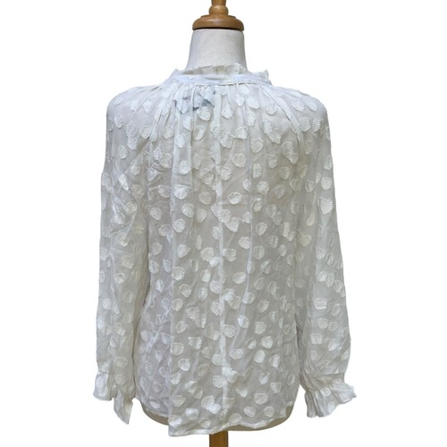 Aratta Silent Journey Shirt Sz S Mabel Blouse Ivory Beaded Sheer Boho Coastal - Picture 7 of 12