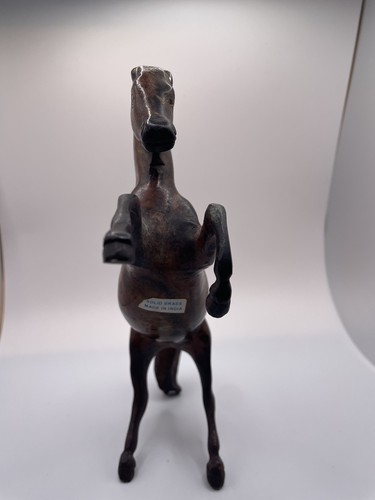 "Estatua de latón macizo caballo criando estatuilla mediados de siglo ecuestre de colección pátina de 8""" - Imagen 7 de 10