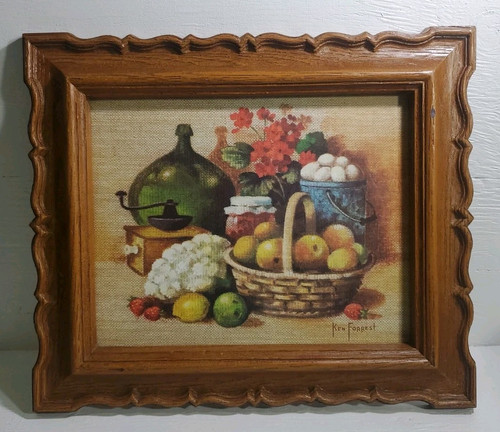 Vintage 1981 Homco Wall Art Ken Forrest "Fresh From The Farm" 13x11 In Farmhouse - Picture 4 of 20