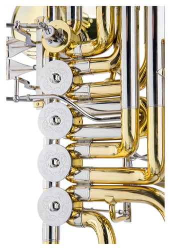 Cimbasso Posaune Bass Tuba lackiert 5 Drehventile Trigger Blasinstrument Koffer - Bild 6 von 9