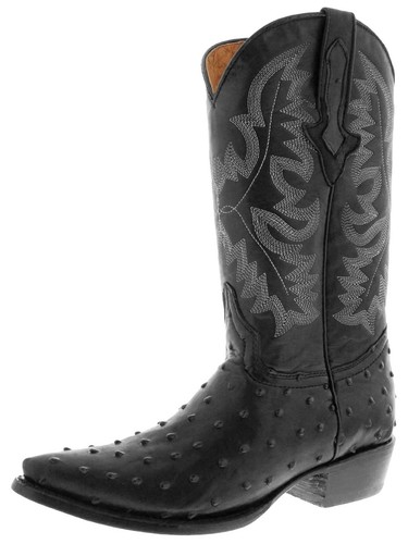 Herren Western Leder Stiefel Schwarz Straußenmuster J Zehe Rodeo Wear Botas Größe 13,5 - Bild 1 von 5