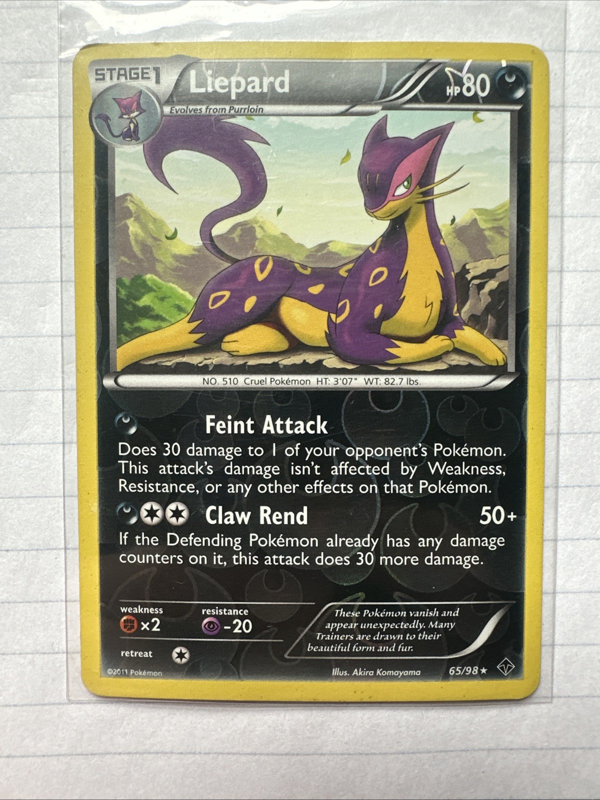 Pokémon LIEPARD Card 65/98 Reverse Holo Rare Emerging Powers Unlimited