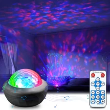 Star Projector Night Light with Ocean Wave ,Voice Control Portable Galaxy Projec